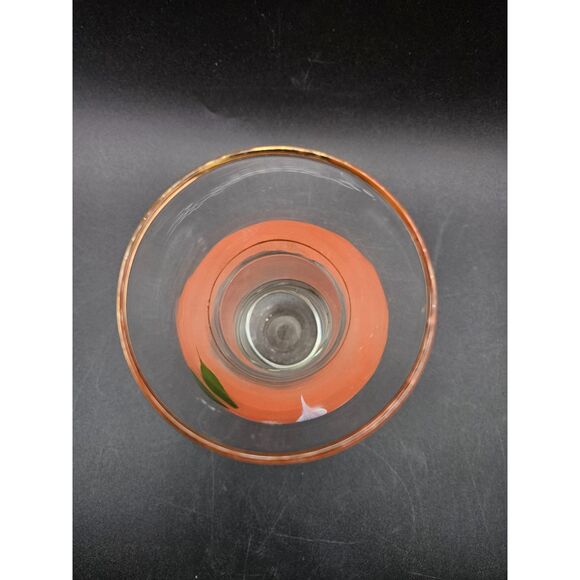 Vintage Bartlett Collins Glass Bud Vase Pink with White Flower and Gold Trim - Picture 4 of 7